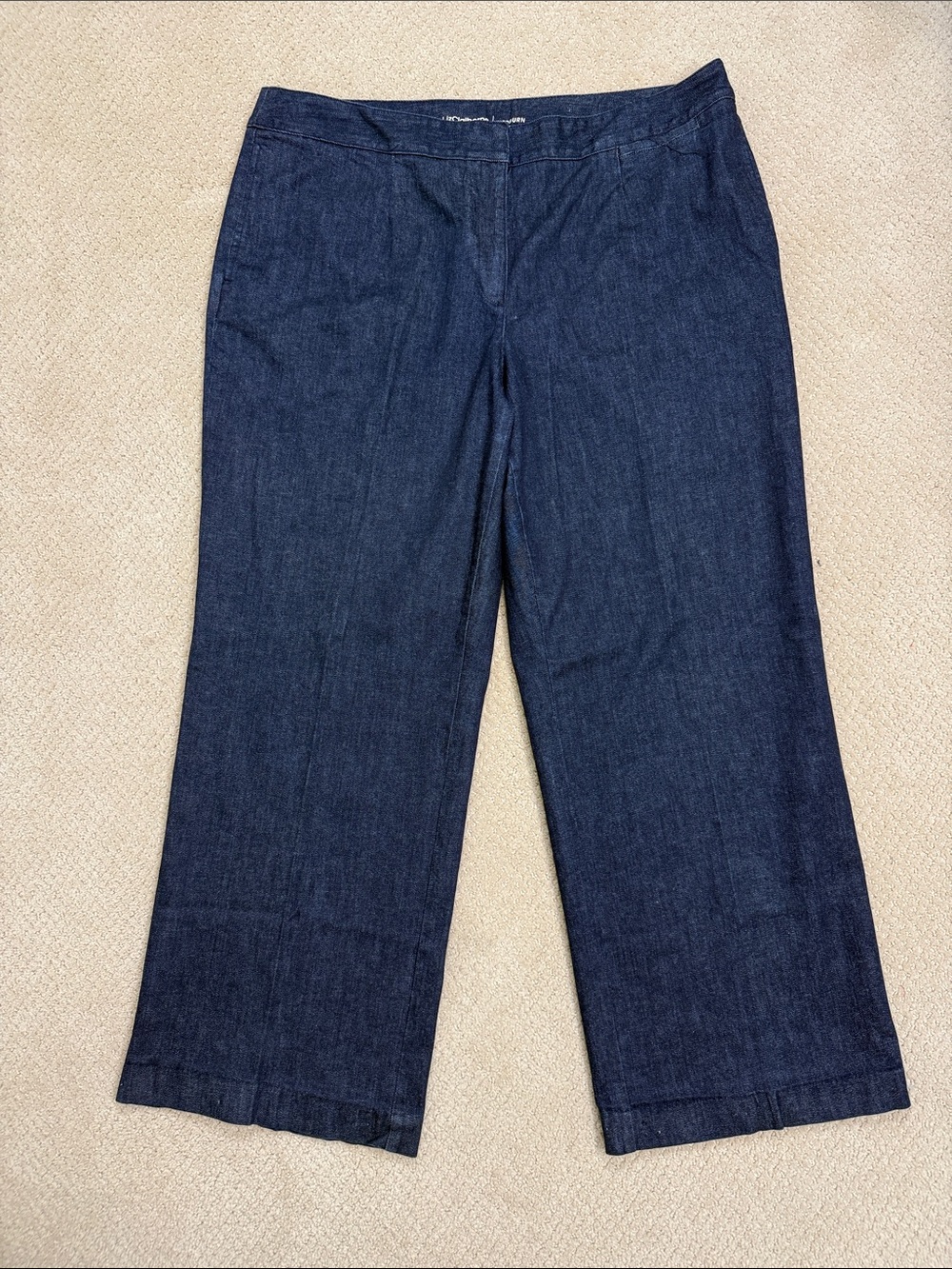 Liz Claiborne Hepburn Blue Denim Wide Leg Trouser Jeans 20W